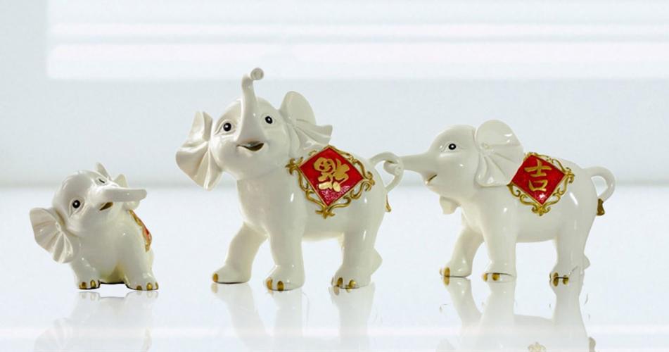 福吉祥三象 高档树脂工艺摆件，客厅家居装饰的吉祥之选